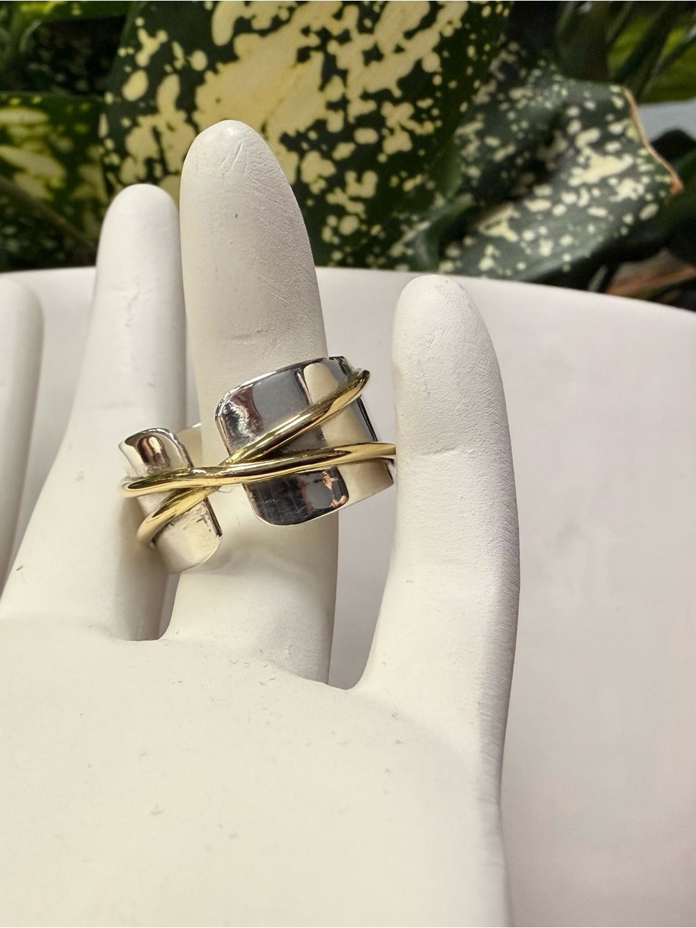 Mixed Metal Gold and sterling Silver Wrap Ring